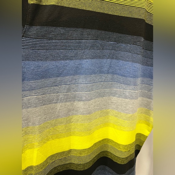 Oakley Men's Polo Shirt in Yellow, Blue, and Black Stripes Glasses Cleaner sz M - Picture 10 of 12